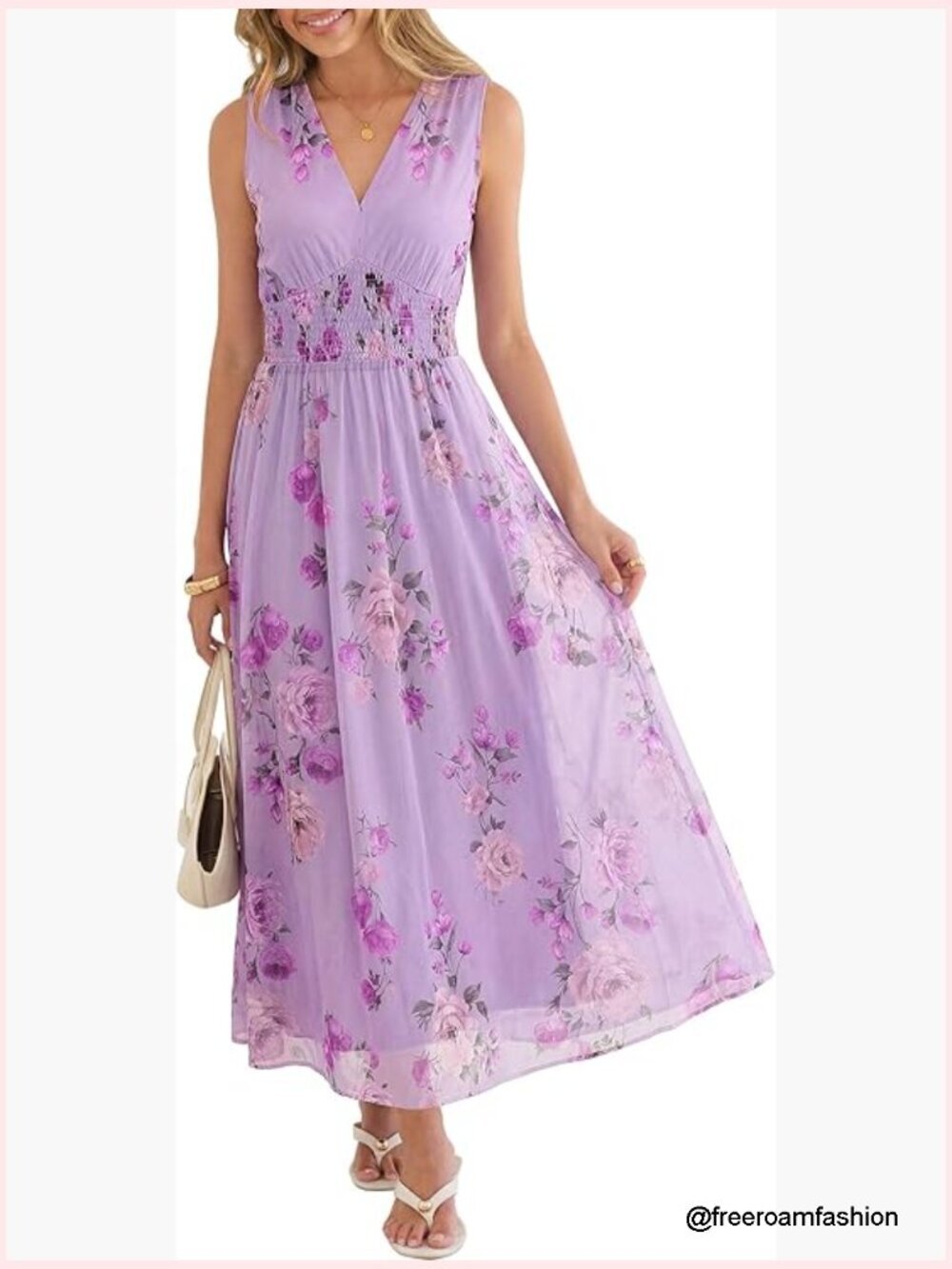 Sleeveless V-Neck A-Line Maxi Dress Polyester Wedding Guest Casual